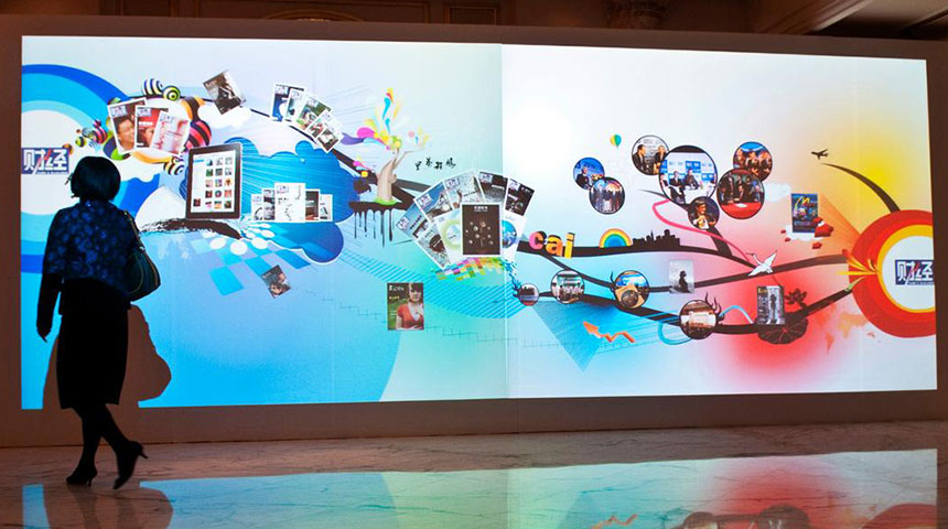 墙面互动投影财经主题