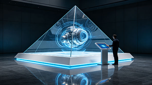 展览全息柜互动：再现地图展示立体化